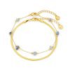 Semi-Precious Sodalite Chip & Snake Chain 2-Row Bracelet